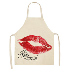 Red Lip Letters Apron Used In Kitchen Home Cleaning Cooking Oil-proof Stain-proof Apron