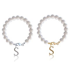 Letter Bracelet Suit Stainless Steel Stringed Pearls