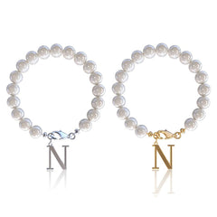 Letter Bracelet Suit Stainless Steel Stringed Pearls